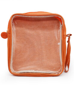 Necessaire com visor de cristal e alça de mão